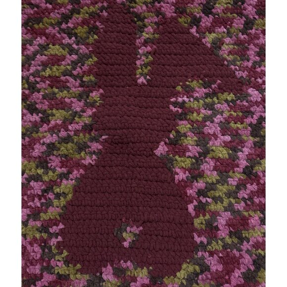 Handmade Crochet Bunny Blanket Purple Wine 25 x 30" Lap Stroller Blanket Easter - Picture 2 of 5